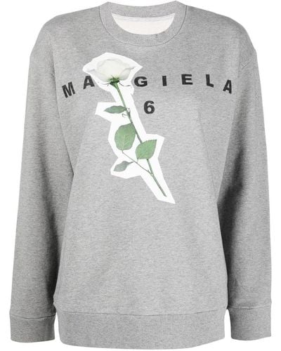 MM6 by Maison Martin Margiela Logo-print Detail Sweatshirt - Gray
