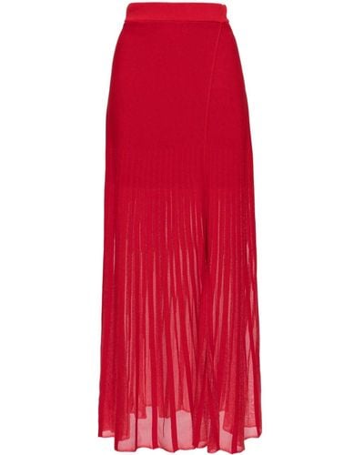 Claudie Pierlot Metallic Knitted Maxi Skirt - Red
