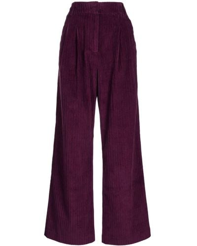 FARM Rio Pantalon en velours côtelé à coupe ample - Violet