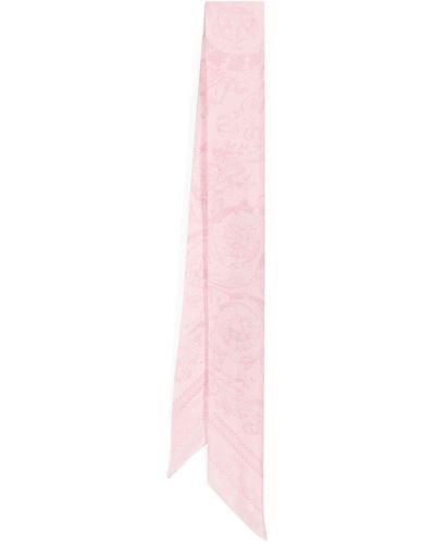 Versace Barocco-print Silk Scarf Tie - Pink