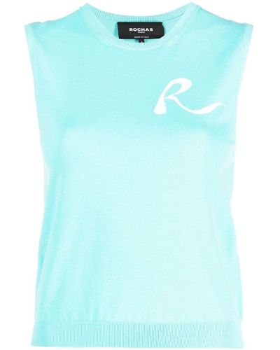 Rochas Intarsia-knit Logo Vest - Blue