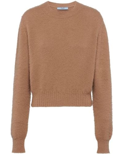 Prada Brown Crew-neck Cashmere Sweater