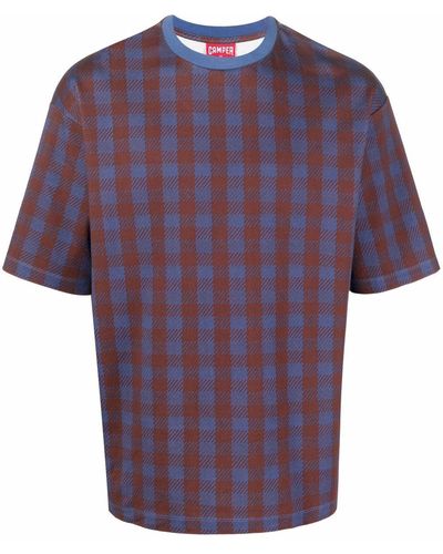 Camper Check-print T-shirt - Blue