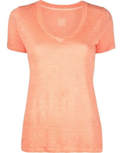 120% Lino Short-sleeve Linen T-shirt - Orange