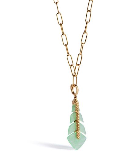 Annoushka 18kt Yellow Gold Deco Jade Feather Pendant Necklace - Metallic