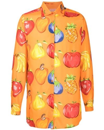 Amir Slama Fruit-print Button-up Shirt - Orange