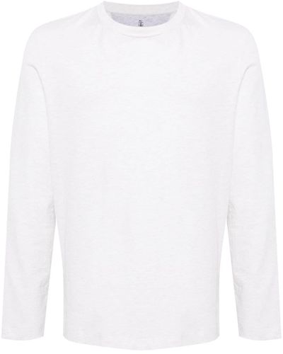 Brunello Cucinelli T-shirt en coton à manches longues - Blanc
