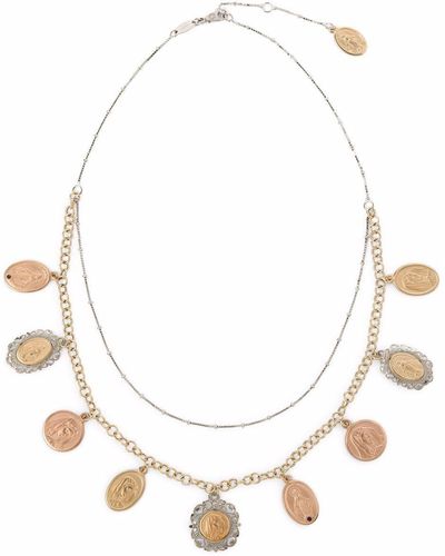 Dolce & Gabbana 18kt Gold Sicily Medallion Sapphire Necklace - White