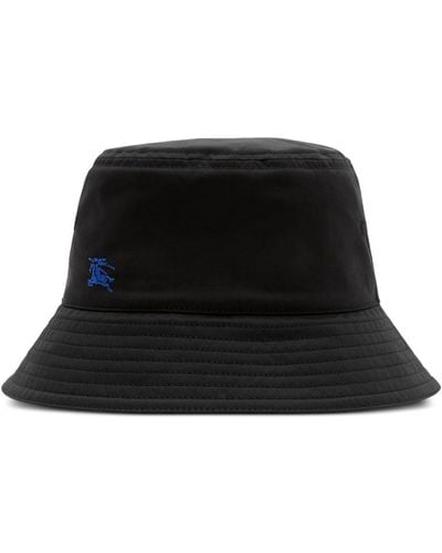 Burberry Ekd Logo-embroidered Cotton Bucket Hat - Black