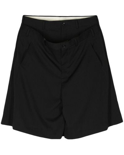 Comme des Garçons Layered Wool Bermuda Shorts - Black