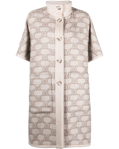 Max Mara Zenica Reversible Monogram-jacquard Coat - Natural