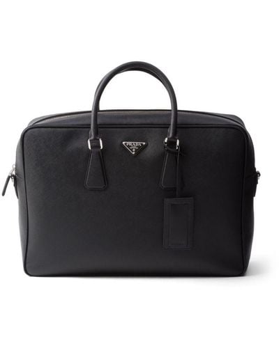 Prada Saffiano-leather Briefcase - Black