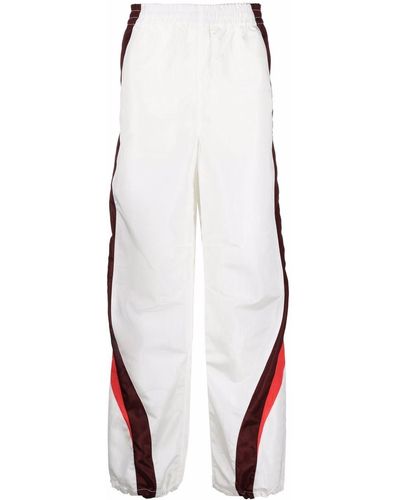 Marine Serre Pantalones de chándal con rayas laterales - Blanco