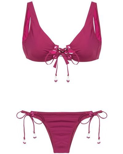 Amir Slama Lace Up Bikini - Pink