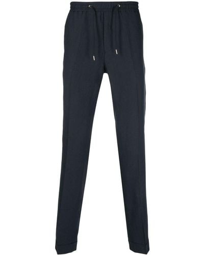 Paul Smith Drawstring-waistband Slim-cut Linen Pants - Blue