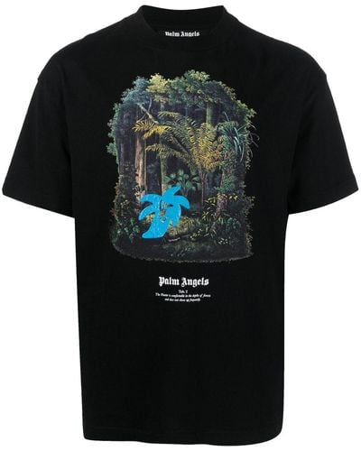 Palm Angels Schwarze Jagd im Wald -T -Shirt