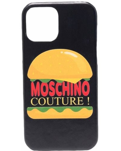 Moschino Hamburger Logo Iphone 12/12 Pro Case - Black
