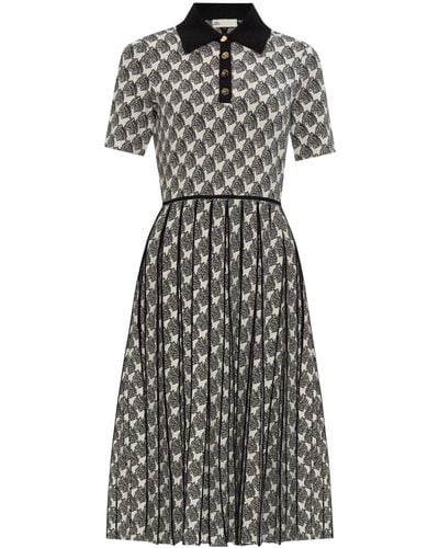 Tory Burch Abstract-pattern Print Midi Dress - ブラック