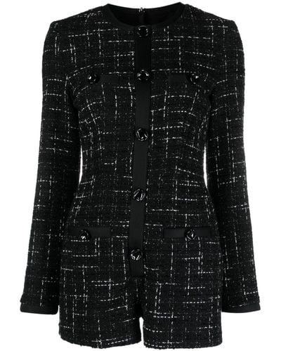 MSGM Button-up Tweed Jumpsuit - Black