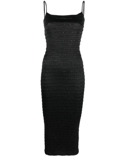 Nanushka Barra Smocked Bodycon Midi Dress - Black