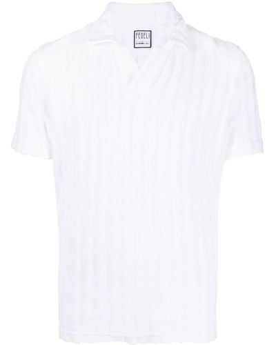 Fedeli Grob geripptes Poloshirt - Weiß