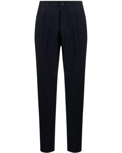 Dell'Oglio Pleated Cotton-blend Tapered Pants - Blue