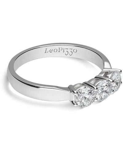 Leo Pizzo 18kt White Gold Trilogy Diamond Ring