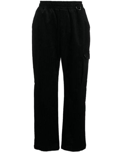 FAMILY FIRST Corduroy Cropped-leg Trousers - Black