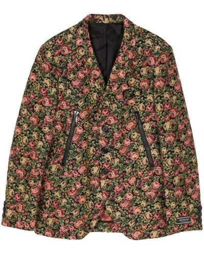 Undercover Floral-pattern single-breasted blazer - Braun