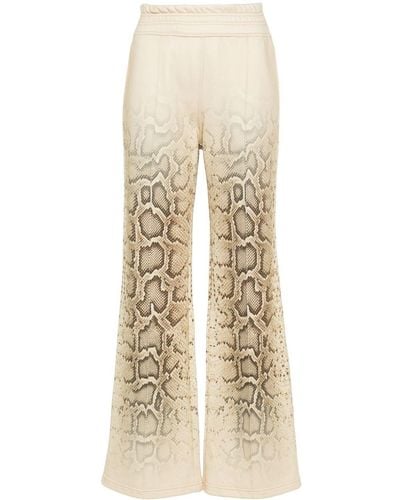 Ermanno Scervino Snakeskin-print Cotton Track Trousers - Natural