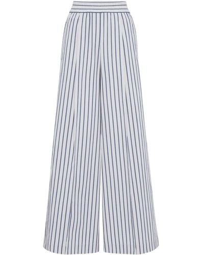 Brunello Cucinelli Striped Wide-leg Trousers - Blue
