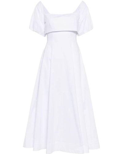 STAUD Palermo Square-neck Midi Dress - White