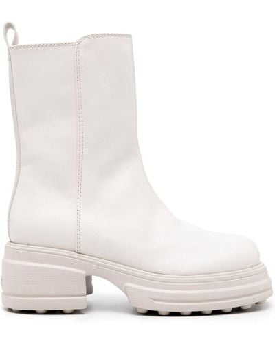 Tod's Zip-up Leather Boots - White