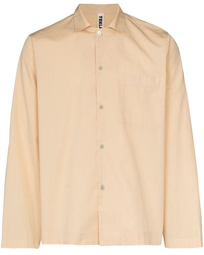 Tekla Buttoned Poplin Pajama Shirt - Multicolor