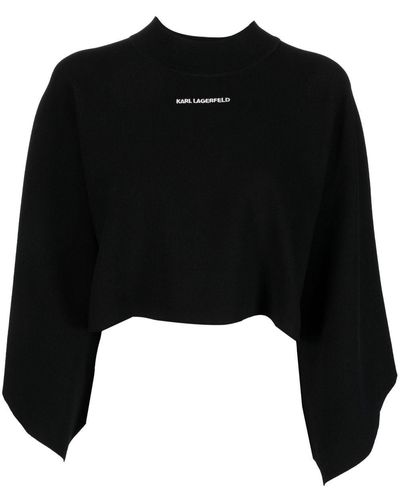 Karl Lagerfeld ロゴインターシャ セーター - ブラック