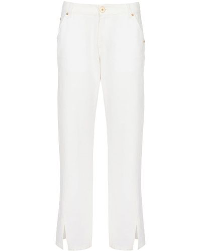 Balmain Pantalones rectos de talle bajo - Blanco
