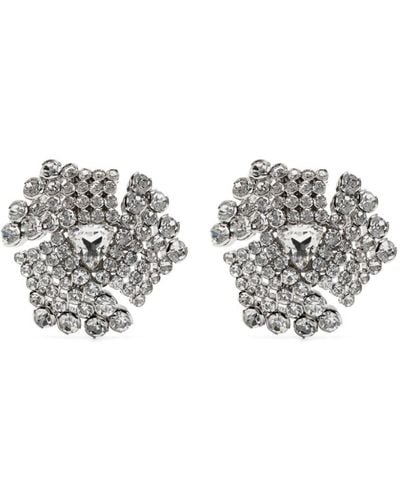 Alessandra Rich Crystal-embellished Clip-on Earrings - Grey