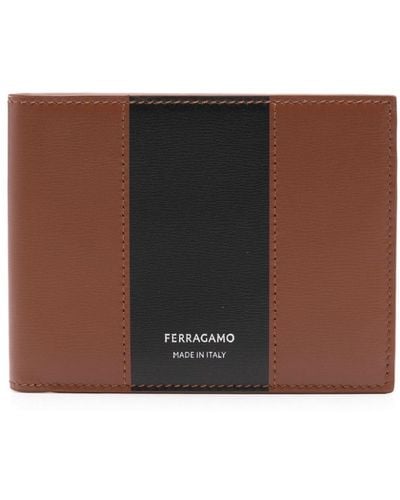 Ferragamo Logo-stamp Stripe Leather Wallet - Brown