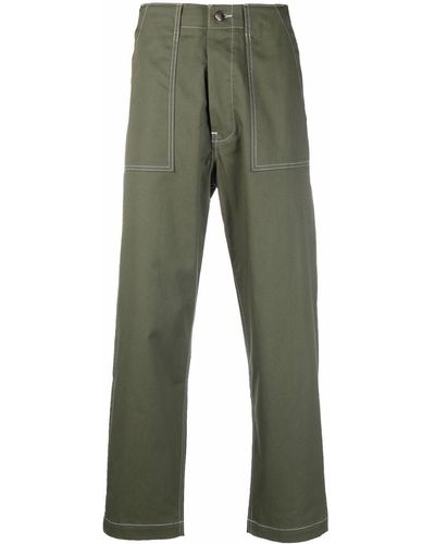 Societe Anonyme Contrast Stitching Straight Trousers - Green