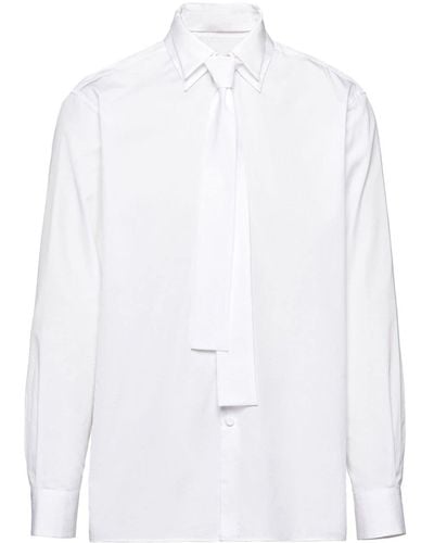 Prada Camisa con detalle de lazo - Blanco