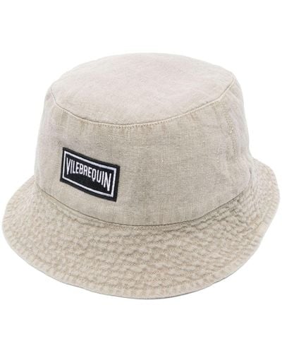 Vilebrequin Logo-patch Linen Bucket Hat - White