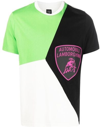 Automobili Lamborghini Colour-block Logo-print T-shirt - White