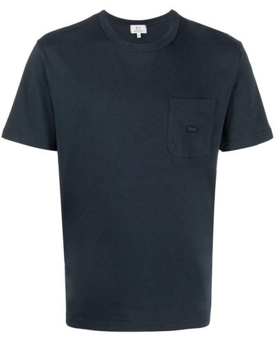 Woolrich T-shirt en coton à logo brodé - Bleu