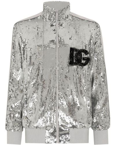 Dolce & Gabbana Veste bomber à sequins - Gris