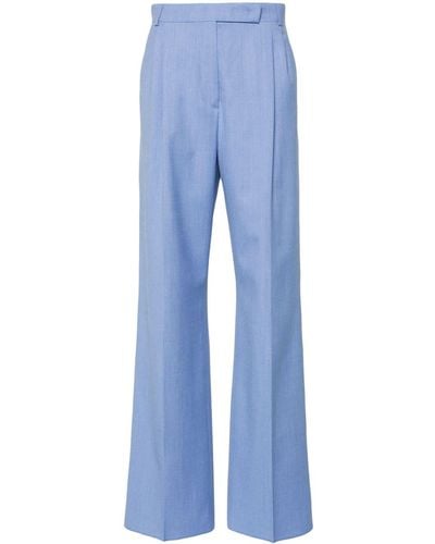 Max Mara Mélange Virgin-wool-blend Trousers - Blue