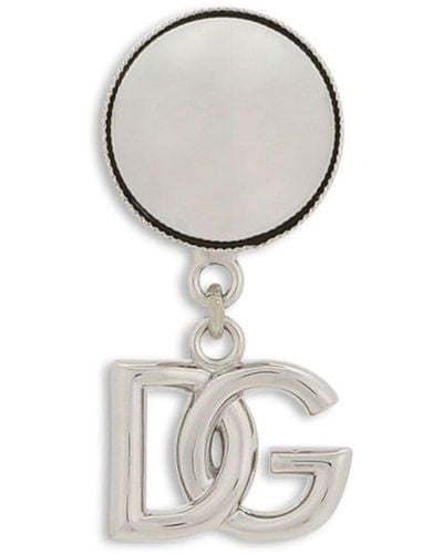 Dolce & Gabbana Logo-lettering Drop Earring - Metallic