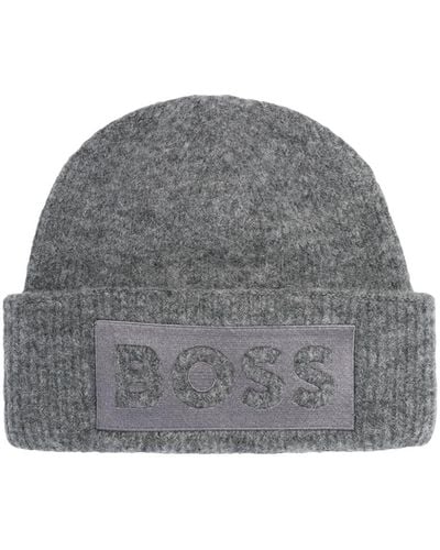 BOSS Monello Logo-embroidered Beanie - Grey
