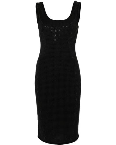 Versace Rhinestone-embellished Midi Dress - Black