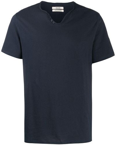 Zadig & Voltaire Monastir Henley-neck T-shirt - Blue