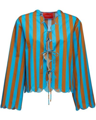 La DoubleJ Veste en tweed à rayures - Bleu